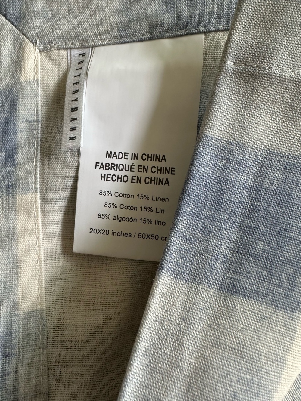 Pottery Barn Blue Gingham Check Cotton Linen Blend Cloth Napkins Set Of 4 NWOT - Picture 2 of 3